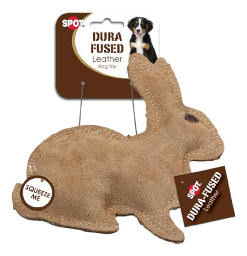 Ethical Pet Dura-fused 7.5-inch Leather Dog Toy, Small, Rabb