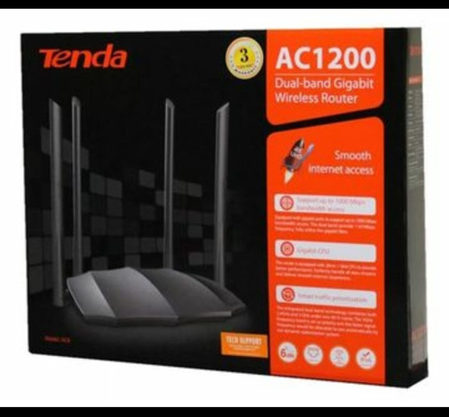 Router Tenda Ac8 Doble Banda Ac1200 Puertos Giga 4 Ant Fibra