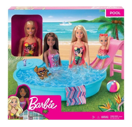 Barbie Piscina Pileta Con Muñeca Mattel Ghl91