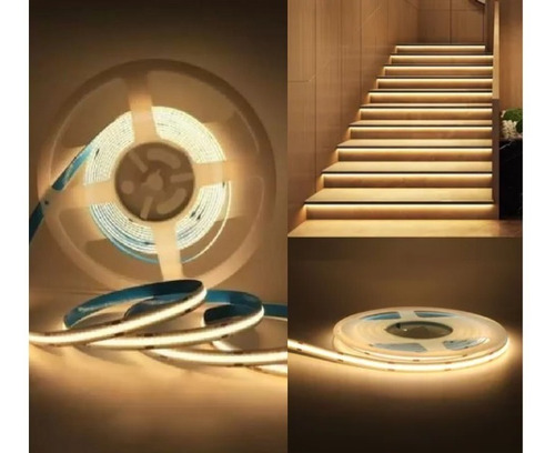 Imagem 5 de 6 de Fita Led Cob Para Perfil Branco Quente 3000k 12v Ip20 5m