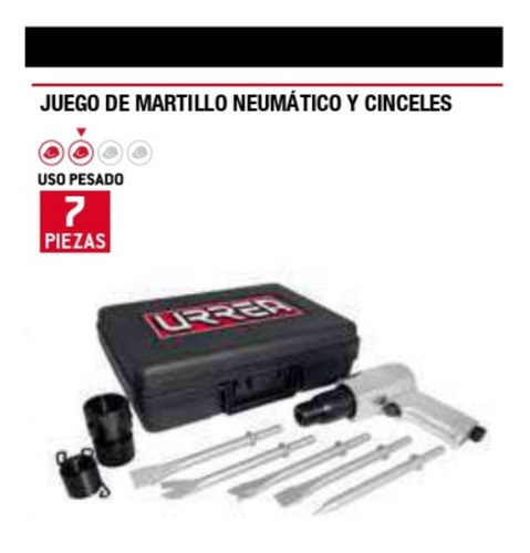 Juego De Martillo Neumático Con 5 Cinceles Up711k Urrea