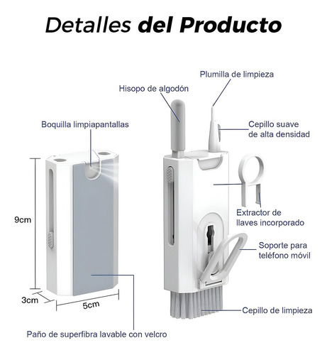 Kit Limpieza Cepillo Compacto - Teclado, Celular, Audifonos