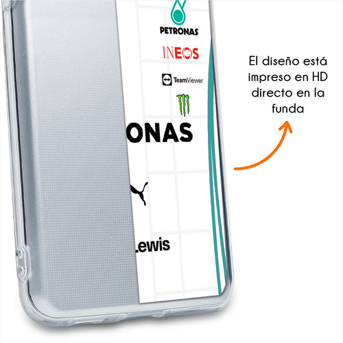 Funda Para Infinix Mercedes Lewis Hamilton F1 Anticaidas Mercedes Petrona Unif. Blanco Hot 50i