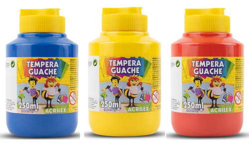 Kit C/3 Tintas Guache 250ml - Acrilex (escolha Sua Cor)