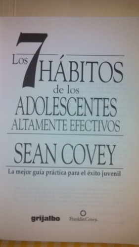 Los 7 Habitos De Las Familias Y 7 Habitos De Los Adolescente (Usado)