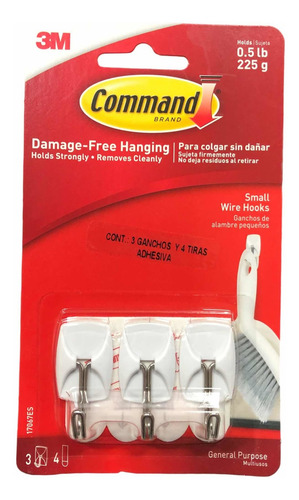 Set 3x Ganchos De Alambre 3m Command Para Colgar Utensilios