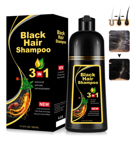 Fvquhvo Champ De Color Negro Instantneo Para Cabello Canas,