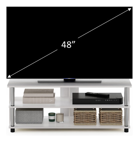 Soporte Para Tv De 3 Niveles Hasta 48 Pulgadas Roble Blanco