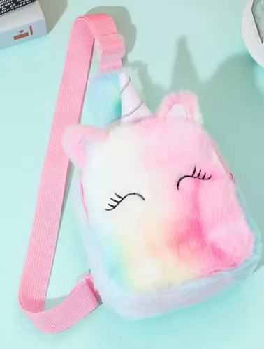 Bolso De Pecho Unicornio De Felpa Colorido Niña Colorful Felpa Colorido Felpa Rosado Rosado