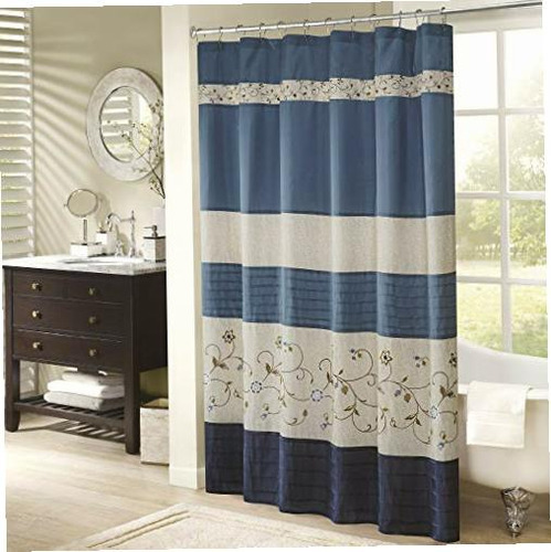 Madison Park Serene Shower Curtain, 72x72, Navy Color Marino