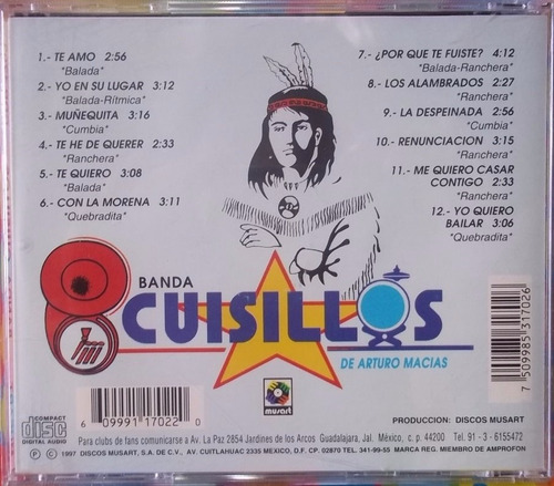 Banda Cuisillos De Arturo Macias Te Amo Cd Unica Ed 1997 Bvf Mercado Libre