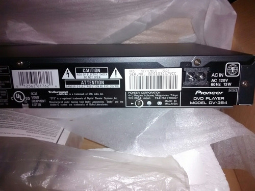 Pioneer Dv-354 Reproductor De Dvd Impecable !, 110volts