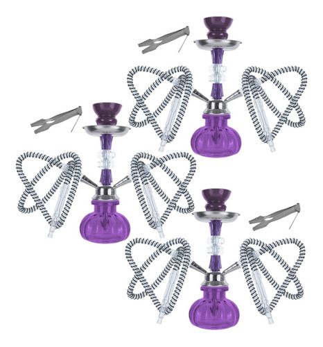 Kit 3 Narguilés 30cm 2 Saídas + Pegador Brinde Atacado