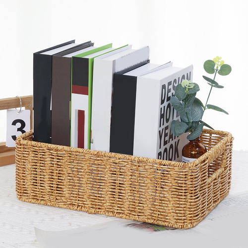 Cesta De Almacenamiento Tejida Cesta 36 Cm X 26 Cm X 12 Cm
