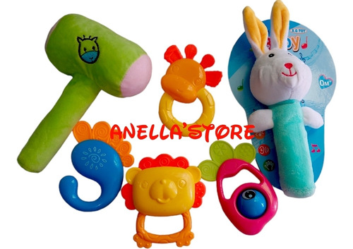 Sonajeros Bebe Mordedor Y Cascabel Pack De 6 Juguete Peluche