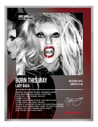 Poster Lady Gaga Born This Way Album Music Firma 80x40