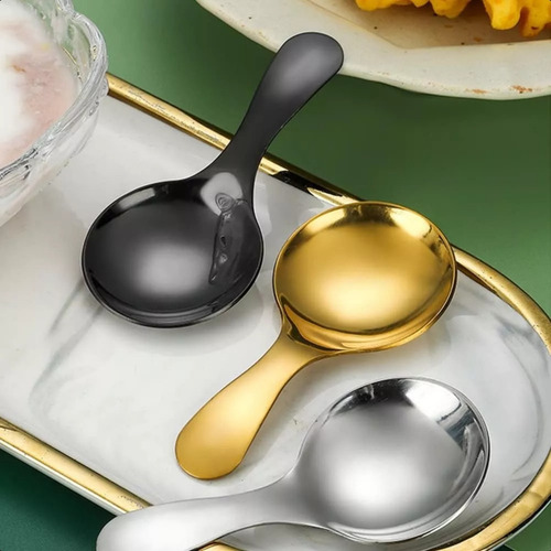 5 Cucharas De Mango Corto, Mini Cucharas De Acero