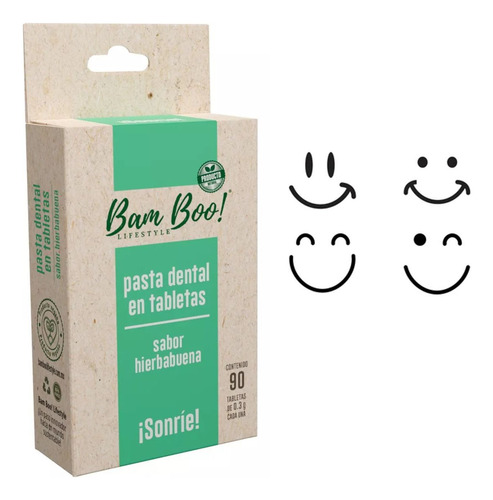 Pasta Dental Sólida De Hierbabuena 450 Tabletas Bam Boo