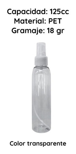Imagen 4 de 10 de Botellas Plasticas Pet 125 Cc X 50un Con Spray Rociador