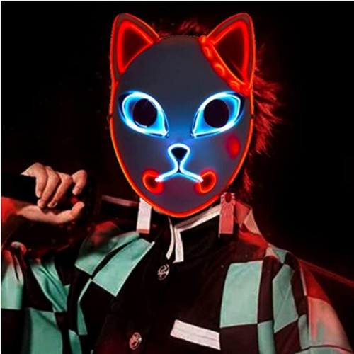 Imagen 2 de 4 de Mascara Cosplay Led - Tanjiro Kimetsu No Yaiba