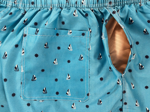 Traje De Baño Para Hombre Con Estampado De Barcos