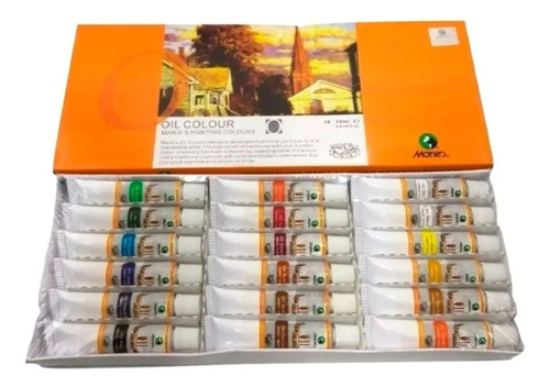 Oleos Marie's X18 Colores 12ml + Set Pincel X9 Und