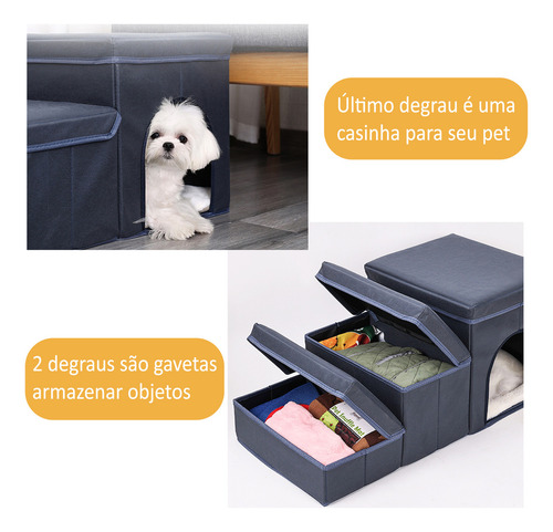 Escada Toca Cama Caminha Dobravel Viagem Cães E Gatos Cor Preto