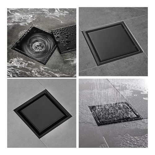 Desagüe De Riego Lineal De Acero Inoxidable Negro De 11 X 11