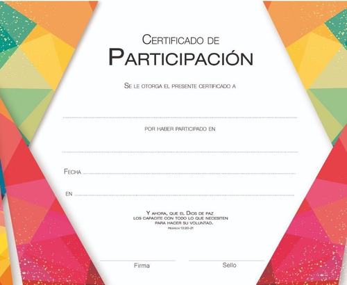 Certificado De Participación X 20 Unidades