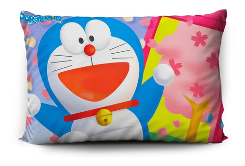 Imagen 2 de 5 de Funda De Almohada Doraemon 70x45cm Doble Estampado Vudú Love