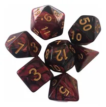 Comprar Set De 7 Dados Juegos De Rol - Negro Y Rojo Marmoleado