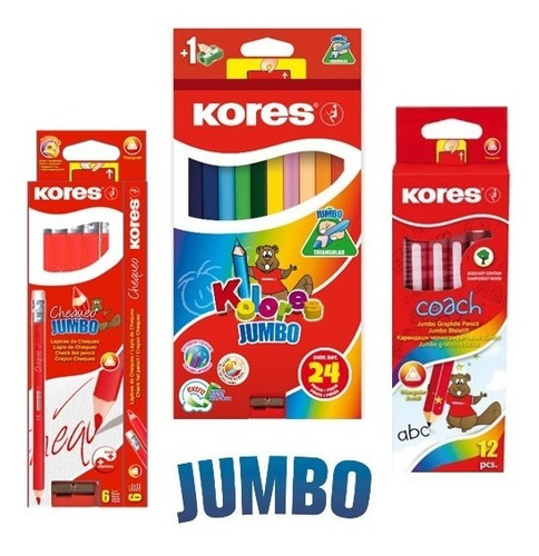 Kit Jumbo Colores X24 , 12 Lapices Negros, 6 Lapices Rojos 