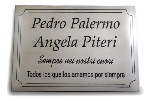 Placa Recordatoria Para Cementerio, Lapidas, 25x15 Aluminio.