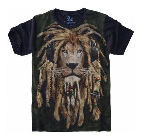 Camiseta Estilosa 3d Fullprint Leão Dread Lion