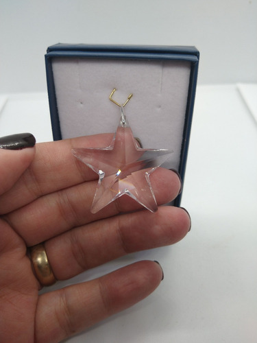 Imagem 2 de 4 de Pingente Estrela 4,0 Cm Cristal Swarovski Em Prata 925