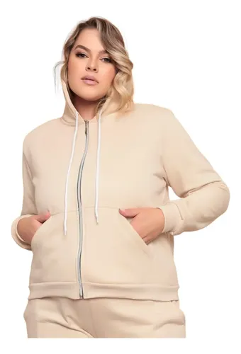 Moletom Flanelado Feminino Plus Size Blusa De Frio Com Capuz