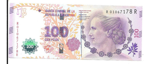 Liquido Billete Argentina 100 Pesos Evita Reposición Letra R