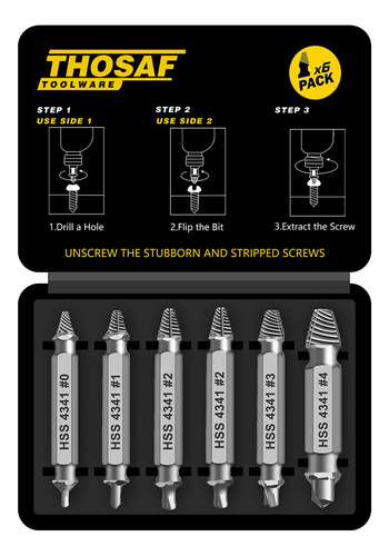 Juego De Extractores De Tornillos Y Tuercas Thosaf Caja D...