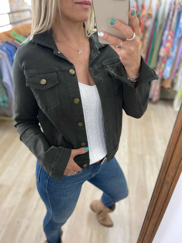 Campera De Jean Blanca Negra Rosa Verde Mujer The Big Shop