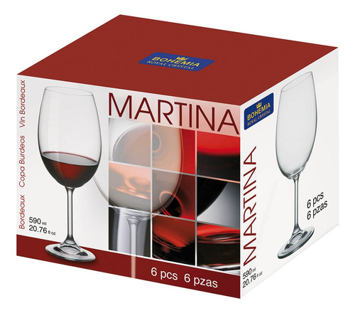 Set X 6 Copa Cristal Agua Vino Bohemia Martina 590 Ml