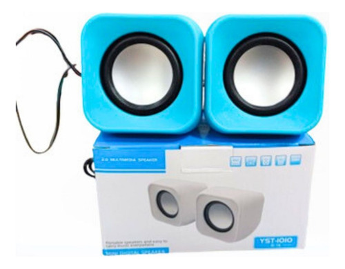 Parlantes 2.0 Mini Para Pc, Celular, Tablet 3 Colores Color Celeste