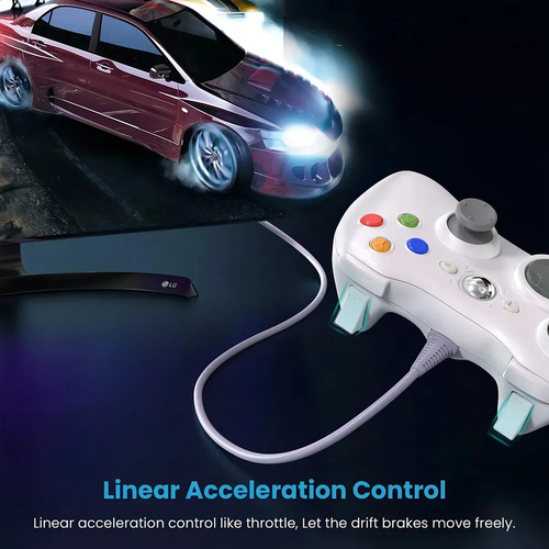 Control Alambrico Para Xbox 360 Y Pc Gamepad Color Black