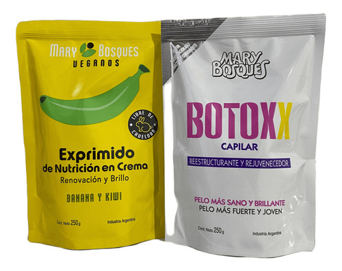 Kit Botoxx+banana Vegan Kiwi Doypack Marybosques Brillox250g