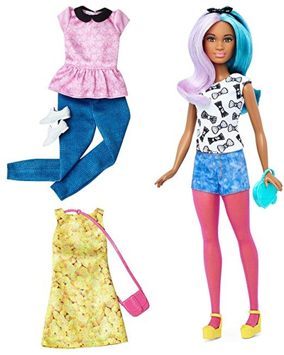 Barbie Fashionistas Muñeca Y Modas Azul Violeta, Mujer Peque