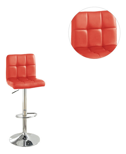 Poundex Adjustable Height & Swivel Barstool In Red Faux
