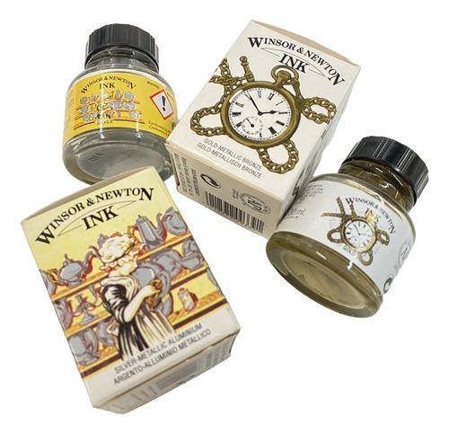 Set De Tintas Winsor & Newton Oro Y Plata De 30ml