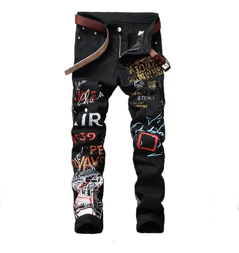 Calça jeans hotsell estampada masculina