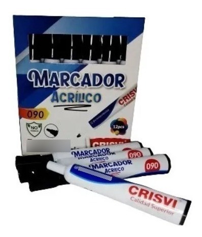 Marcador Pizarra  Acrilico Color Negro Marca Crivi Caja X 12