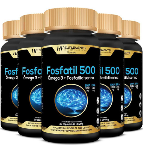 Kit 5 Fosfatil 500 Omega 3 Fosfatidilserina 30caps Hf