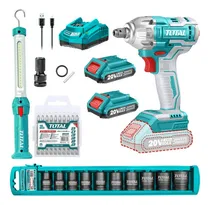 Comprar Kit Llave De Impacto 20v + Lampara + Dados Y Puntas Total